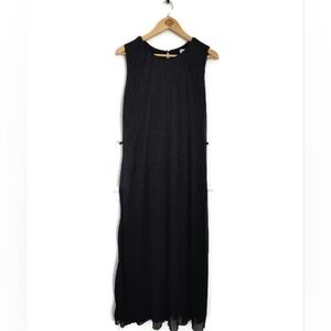 Made In Italy Black Long Metallic Lined Black Dress Size XL